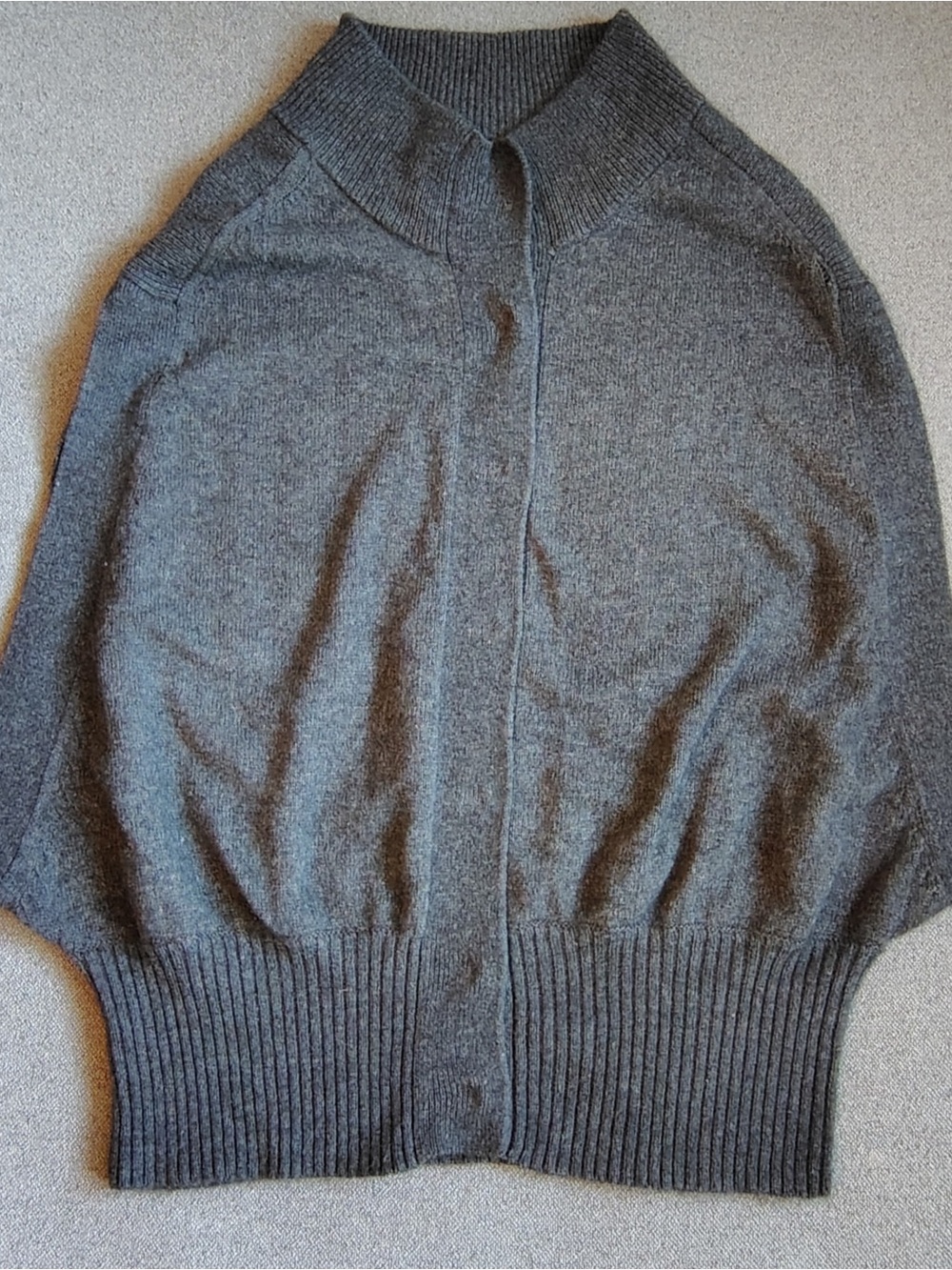 Angora Wool Cashmere Button Up Sweater Cape Women M Gray Mock Neck Twee Indie